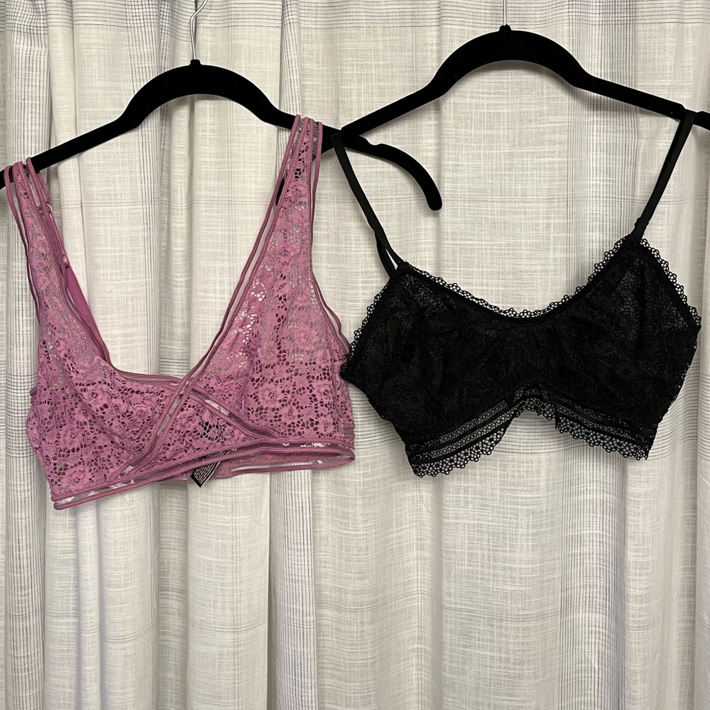 Victorias Secret Super Sexy Lace Bralette Bundle (2) Small Purple Black